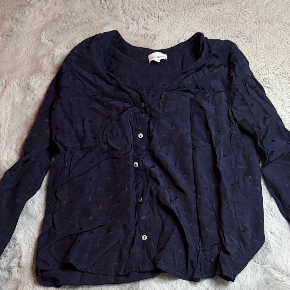 Heartloom Dark Blue Button-Down Shirt